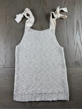 Madewell XS Tie Strap Knit Sweater Tank Cotton Linen Blend Oatmeal